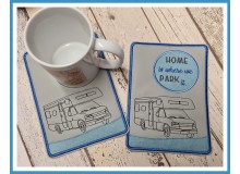 Stickdatei ITH - Mug Rug "Home is where we park it" Wohnmobil
